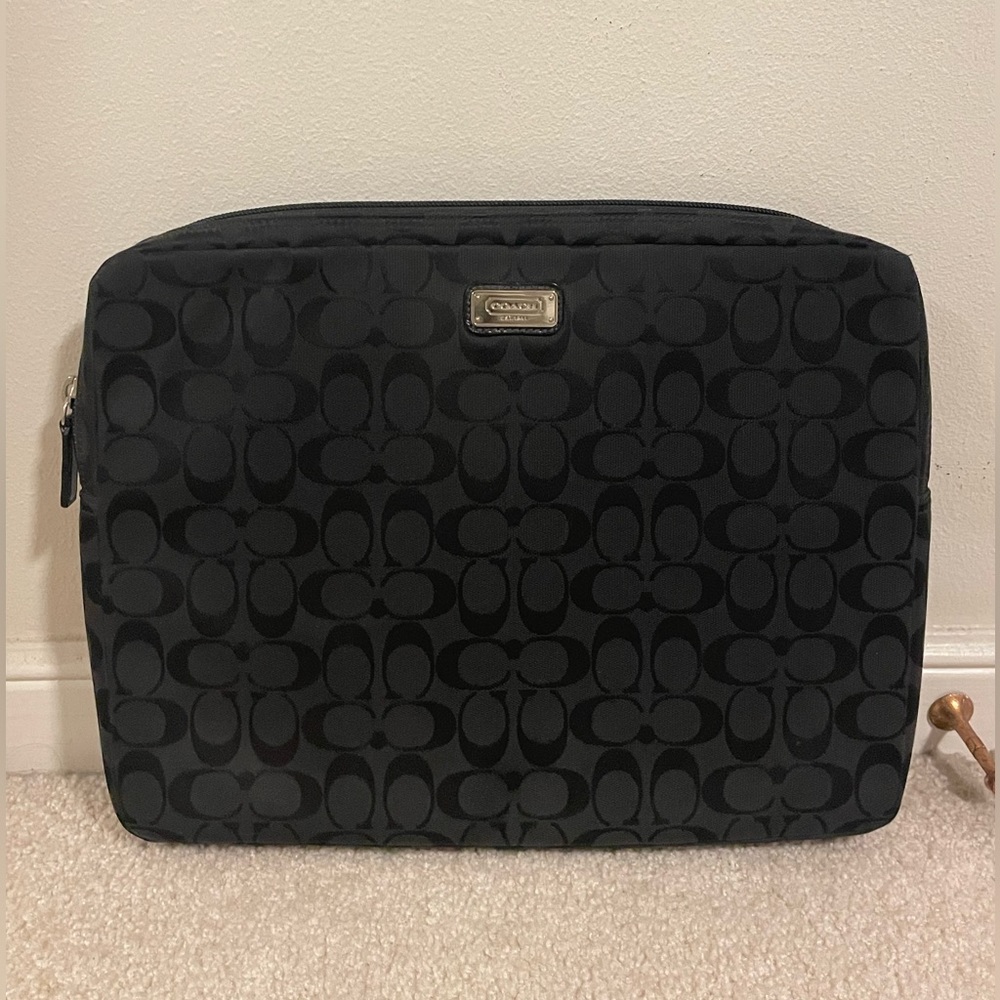 Coach Signature Logo 15” Black Laptop Sleeve
